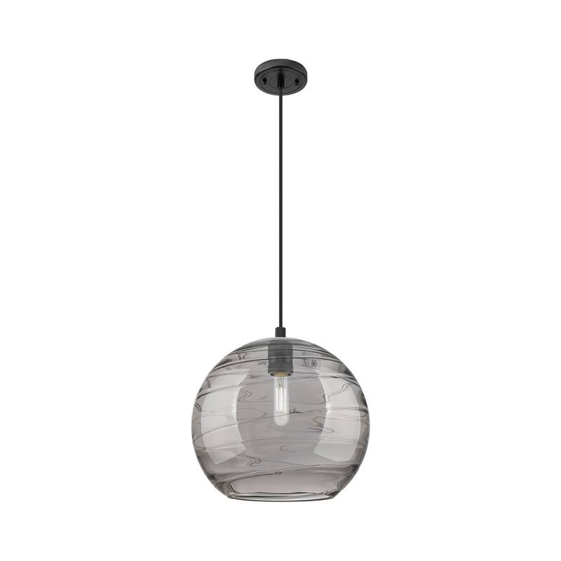 Innovations Lighting Downtown Urban - Crown Point - 1 Light 12" Athens Deco Swirl Cord Hung Pendant - Matte Black