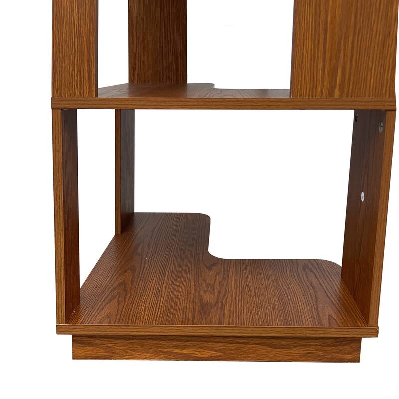 Anmytek 6 Tier L-Shaped Corner Bookshelf Storage Display Shelf Dark Oak