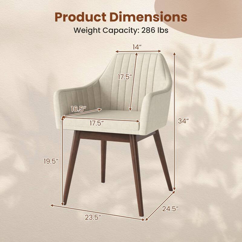 Gymax Set of 4 Dining Chairs Upholstered Kitchen Table Chairs w/ Solid