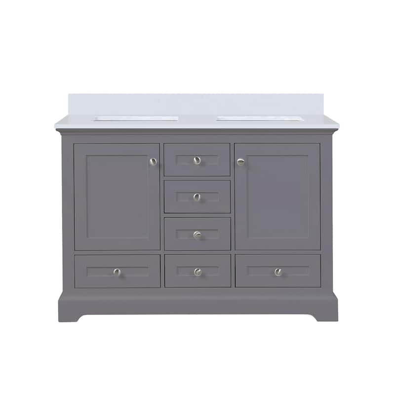 Dukes 48 in. W x 22 in. D Dark Grey Double Bath Vanity and White Quartz Top