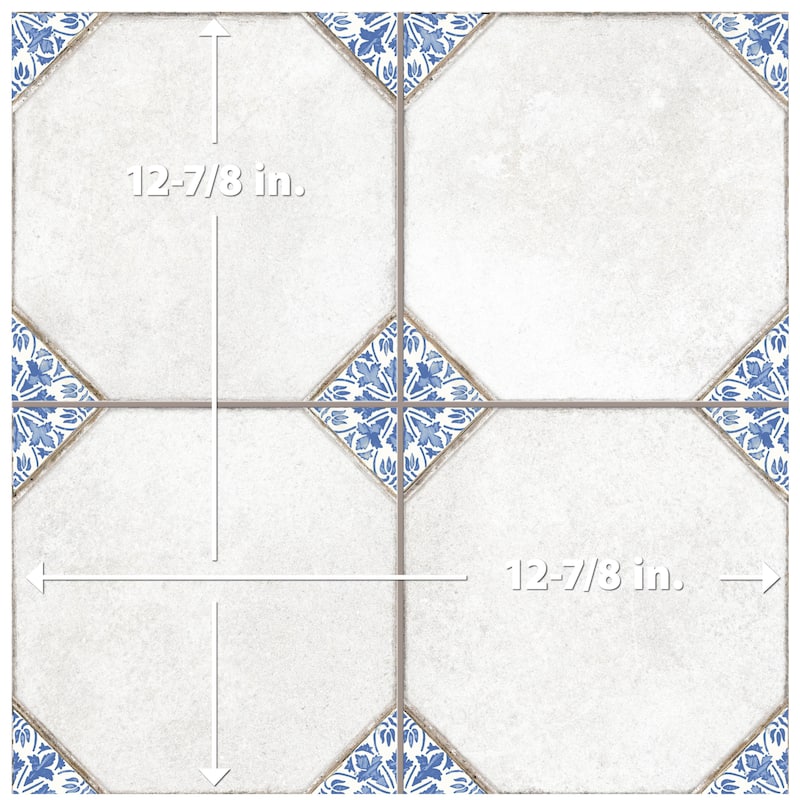 Merola Tile Englishtown Blue 12-7/8" x 12-7/8" Porcelain Floor and Wall Tile