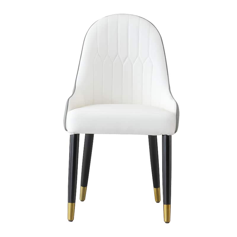 Dining Chairs Set of 2, High Back Upholstered Dining Side Chair, Faux Leather Chair with Sturdy Thickened Metal Legs