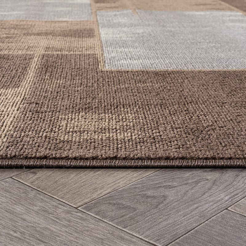 Modern Linear Area Rug for Living Room, Bedroom, or Entryway - Low Pile Indoor Rug