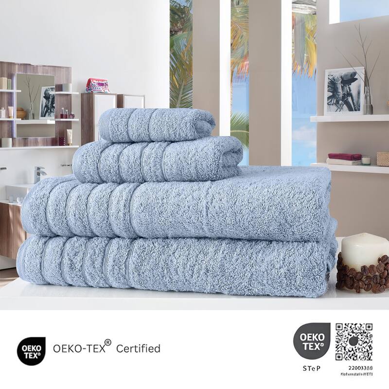 Classic Turkish Towels 4 Piece Cotton Towel Set, Absorbent Hotel & Spa