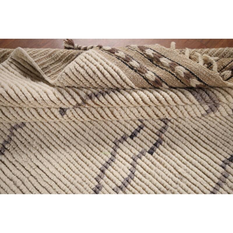 All-Over Abstract Moroccan Palace Size Area Rug Handmade Wool Carpet - 12'2"x 15'5"