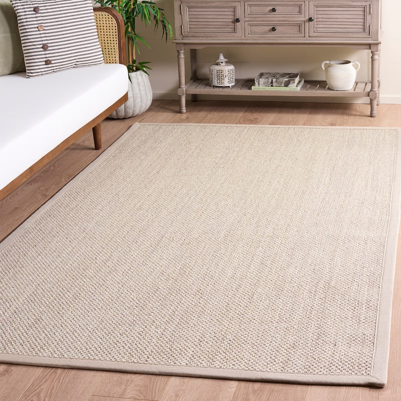 SAFAVIEH Natural Fiber Lorine Casual Border Sisal Rug - 4' x 6' - Marble/Beige