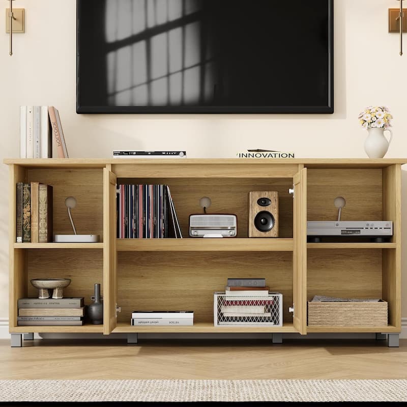 Boho Entertainment Center 70 Inch TV Stands for Living Room with Storage - N/A