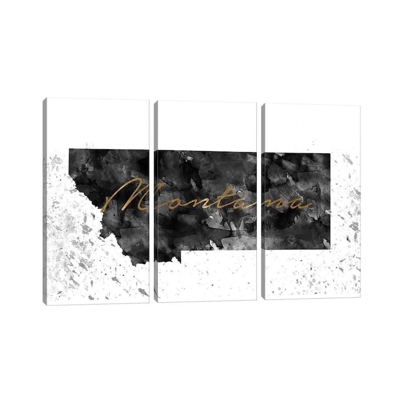 iCanvas "Montana Black And White Gold" by WallDecorAddict 3-Piece Canvas Wall Art Set