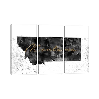 iCanvas "Montana Black And White Gold" by WallDecorAddict 3-Piece Canvas Wall Art Set