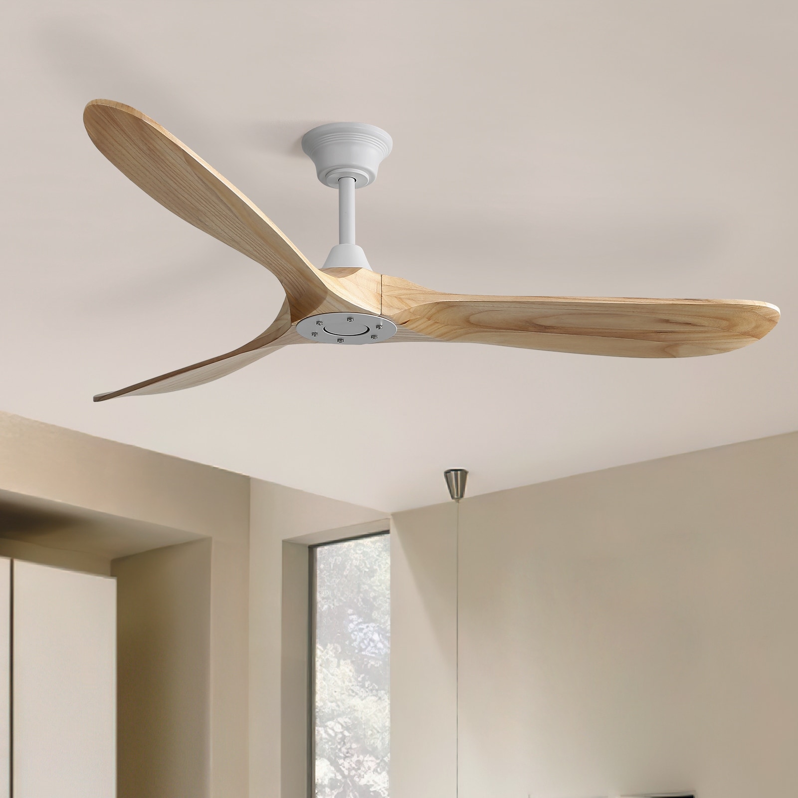 Sofucor 60 Inch Ceiling Fan No Light With Remote Control 3 Fan Blades Reversible DC Motor Timer Farmhouse