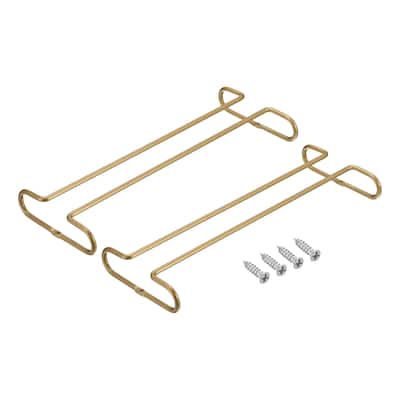Wine Glass Rack Under Cabinet, 2Pcs 10-Inch for 5mm Stemware Column, Gold