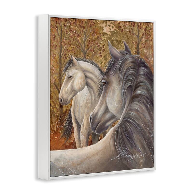 Stupell Horses in Autumnal Forest Framed Giclee Art Design By Jody Bergsma