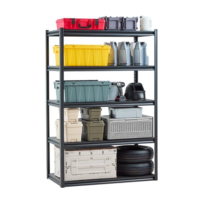 Black Steel Adjustable Garage Shelves, 3000 lbs Heavy-Duty Rack
