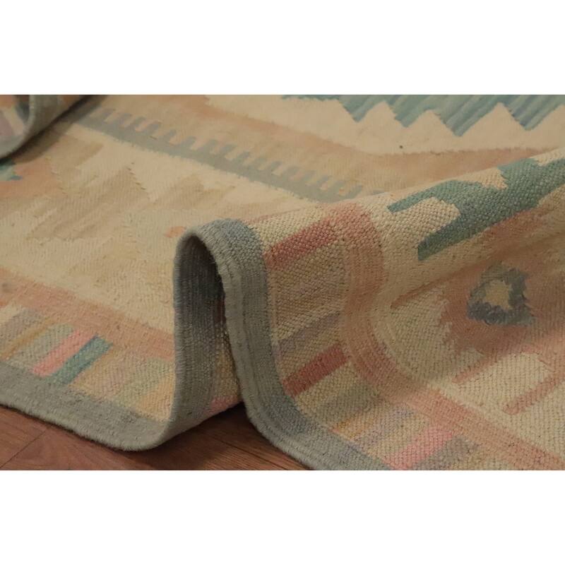 Hand Woven Oriental 100% Wool Carpet Southwestern Tribal Multi-Colored Kilim Area Rug - 6' 2'' X 3' 10''