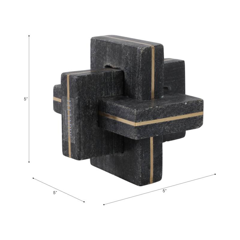 Stone Metal Decorative Object Interlocking Modern Geometric Structure