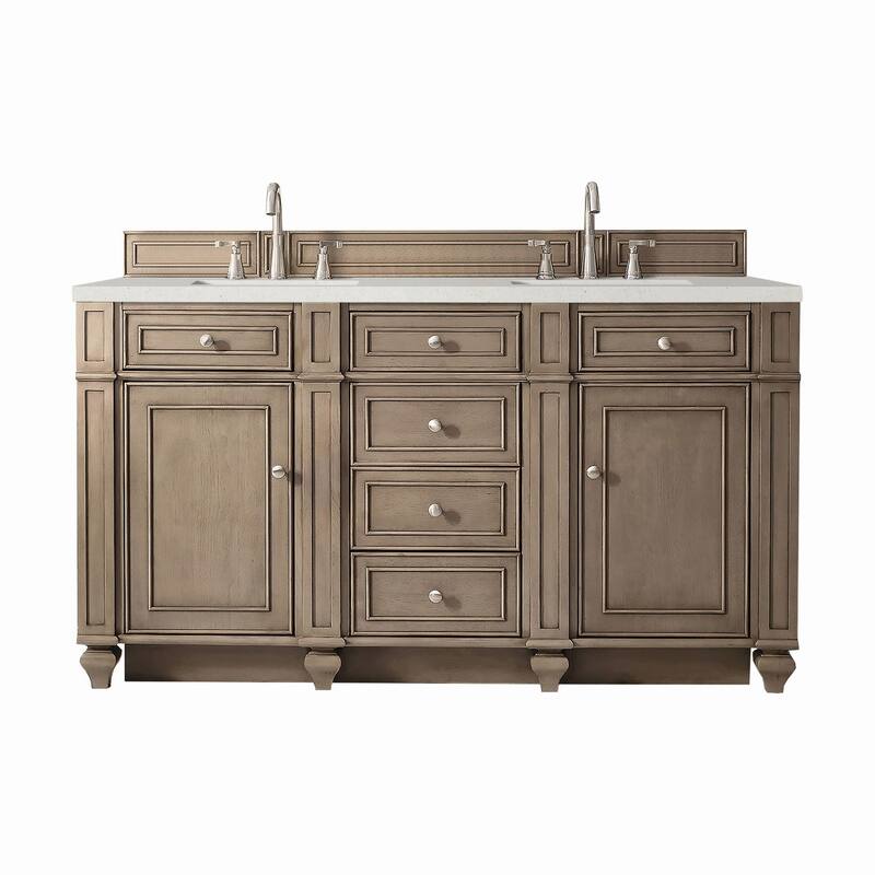 James Martin Vanities 157-V60D-3LDL Bristol 60" Double Basin Walnut - Whitewashed Walnut - Walnut Finish