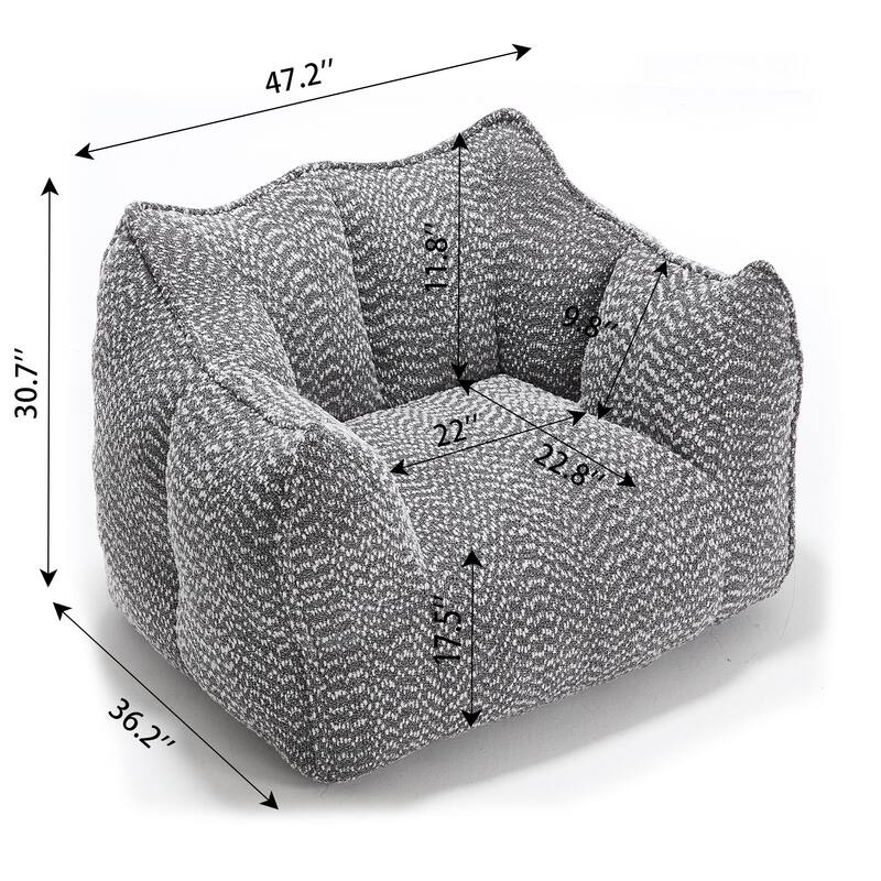 Chenille Square Lounge Chair with Armrests and High Resilience Foam Seat