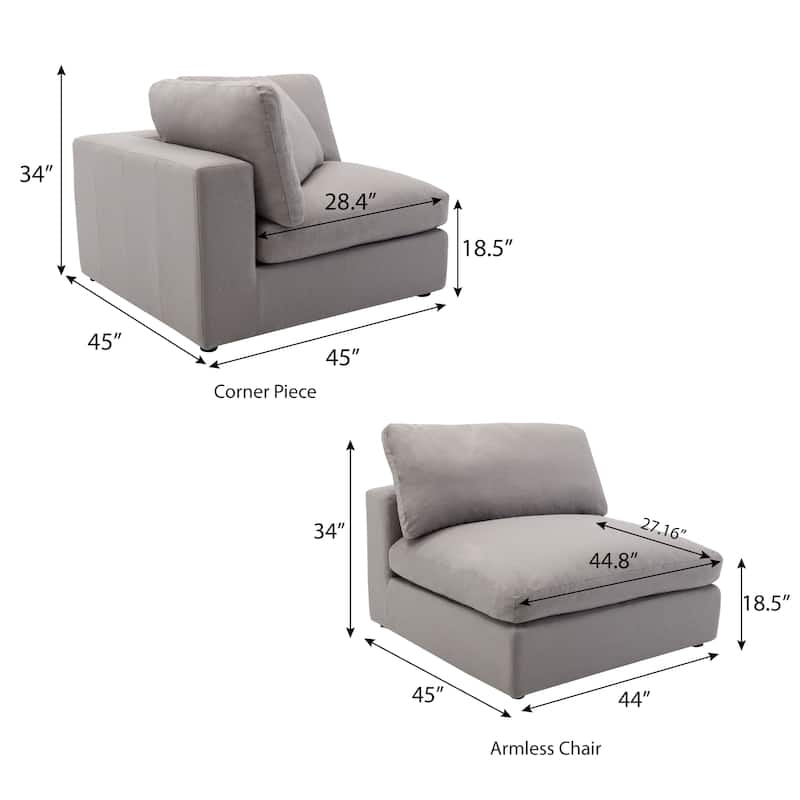 Roundhill Furniture Rivas Contemporary Feather Fill 5-Piece Modular Sectional Sofa