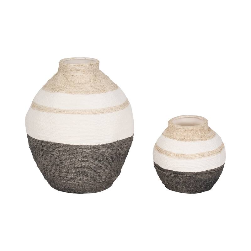 Sagebrook Home Striped Woven Textured Vase, Multi, Round