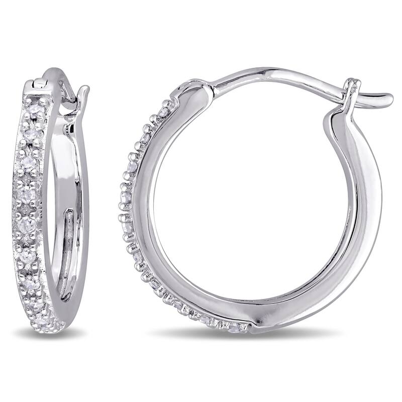 Miadora 10k White Gold 1/10ct TDW Diamond Hoop Earrings