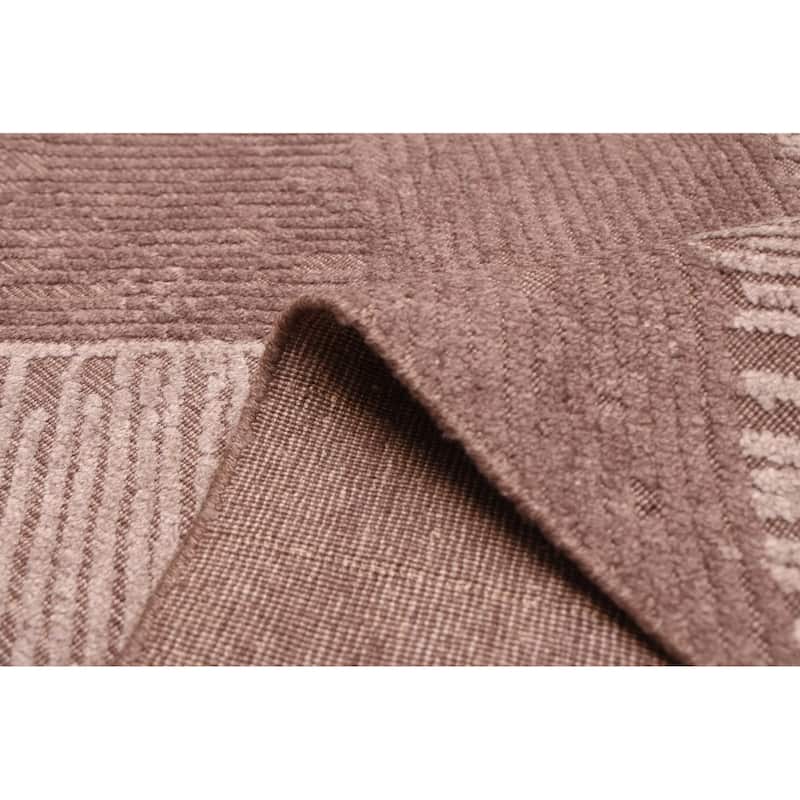 ECARPETGALLERY Hand Loomed Elysian Brown, Taupe Silk Rug - 6'6 x 9'11