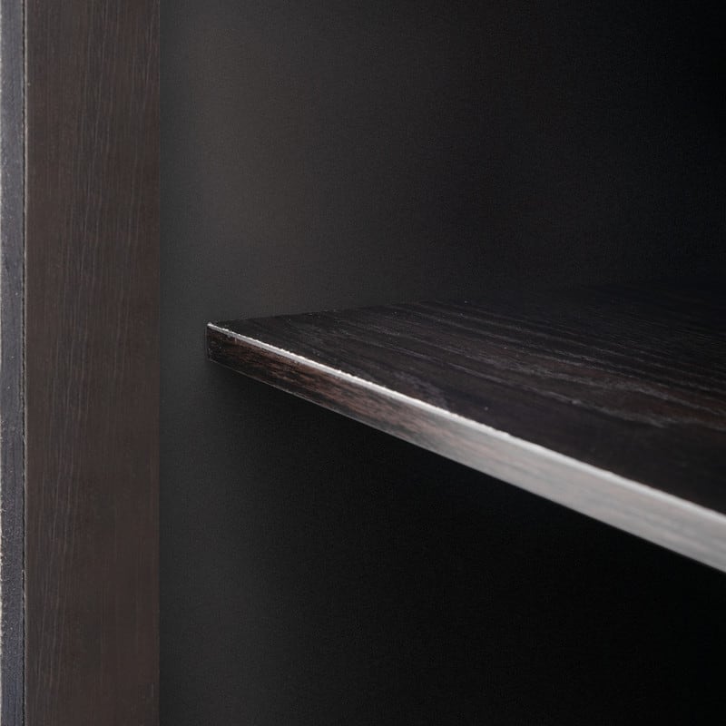 Wood Storage Cabinet with Three tempered glass doors and Adjustable Shelf