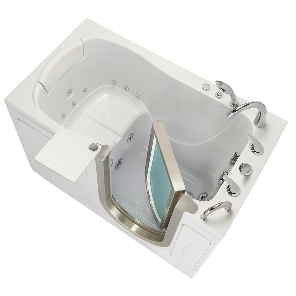 Ella Petite 28"x52" Acrylic Walk-In Bathtub with Inward Swing Door, 5 Piece Fast Fill Faucet, 2" Dual Drain