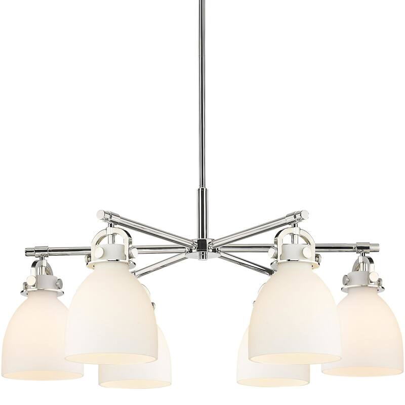 Innovations Lighting 410-6CR-16-26 Newton Bell Chandelier Newton Bell - Polished Nickel / White