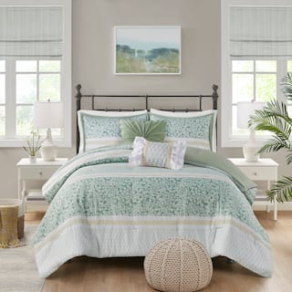 Madison Park Caralie 5 Piece Seersucker Comforter Set with Throw Pillows