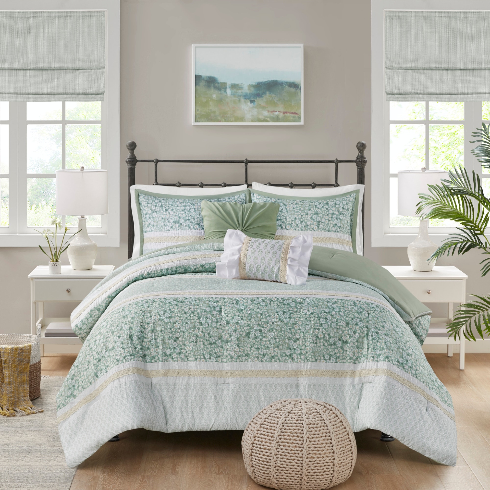 Madison Park Caralie 5 Piece Seersucker Comforter Set with Throw Pillows