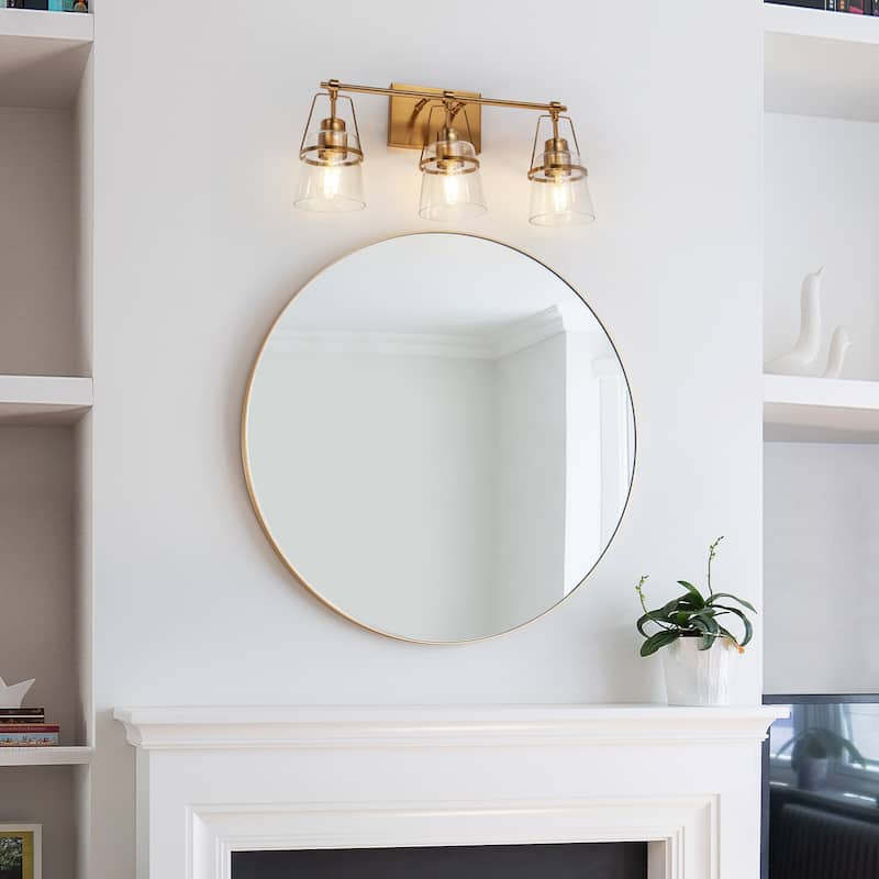 Modern Gold 3-Light Bathroom Vanity Light with Clear Glass Designed Wall Sconce - L 21.2" x D 5.5" x H 10.2"