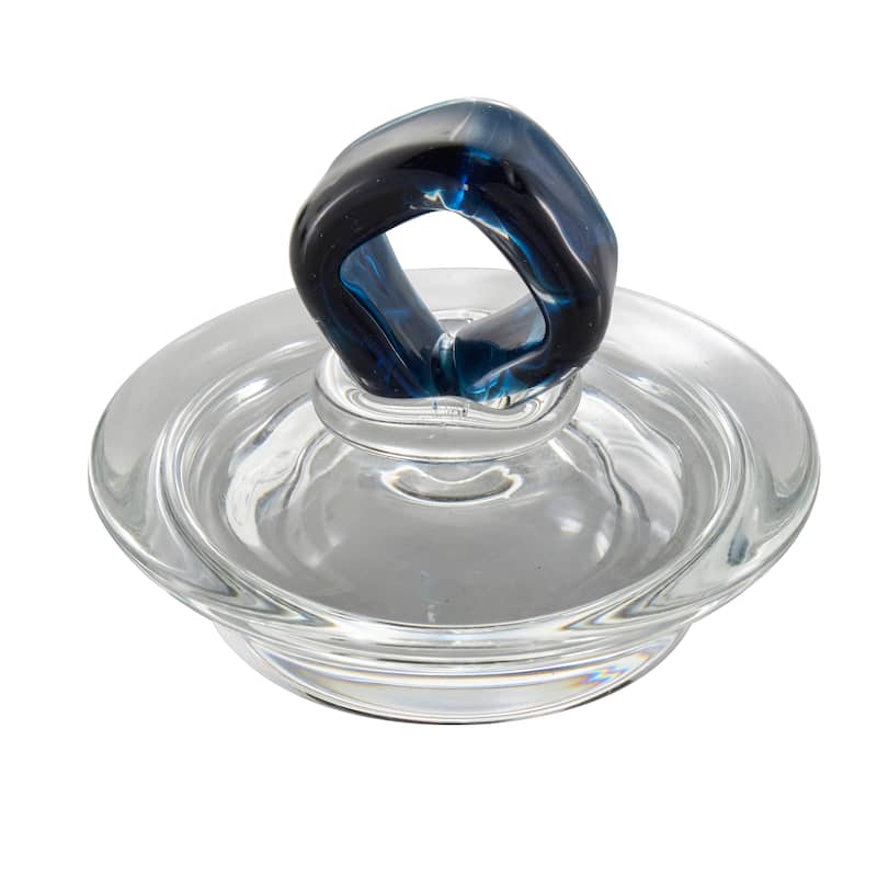 Orange or Dark Blue Glass Faceted Ombre Geometric Decorative Jars with Diamond Knobs (Set of 2)