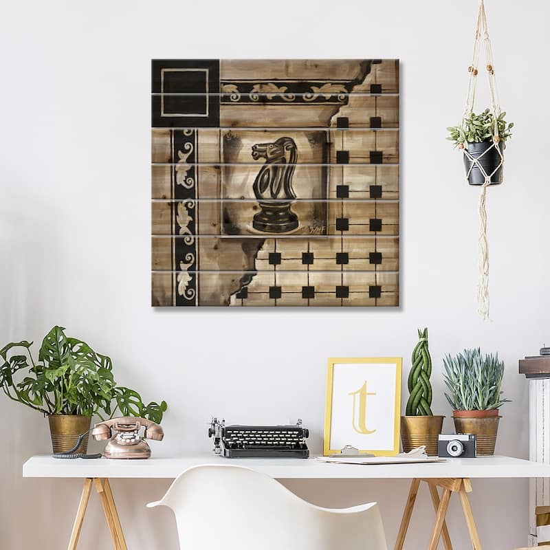 Chess I Print On Wood by Wendy Fields - Multi-Color
