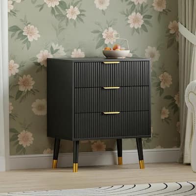 3 Drawer Dresser, Small Fluted Nightstand