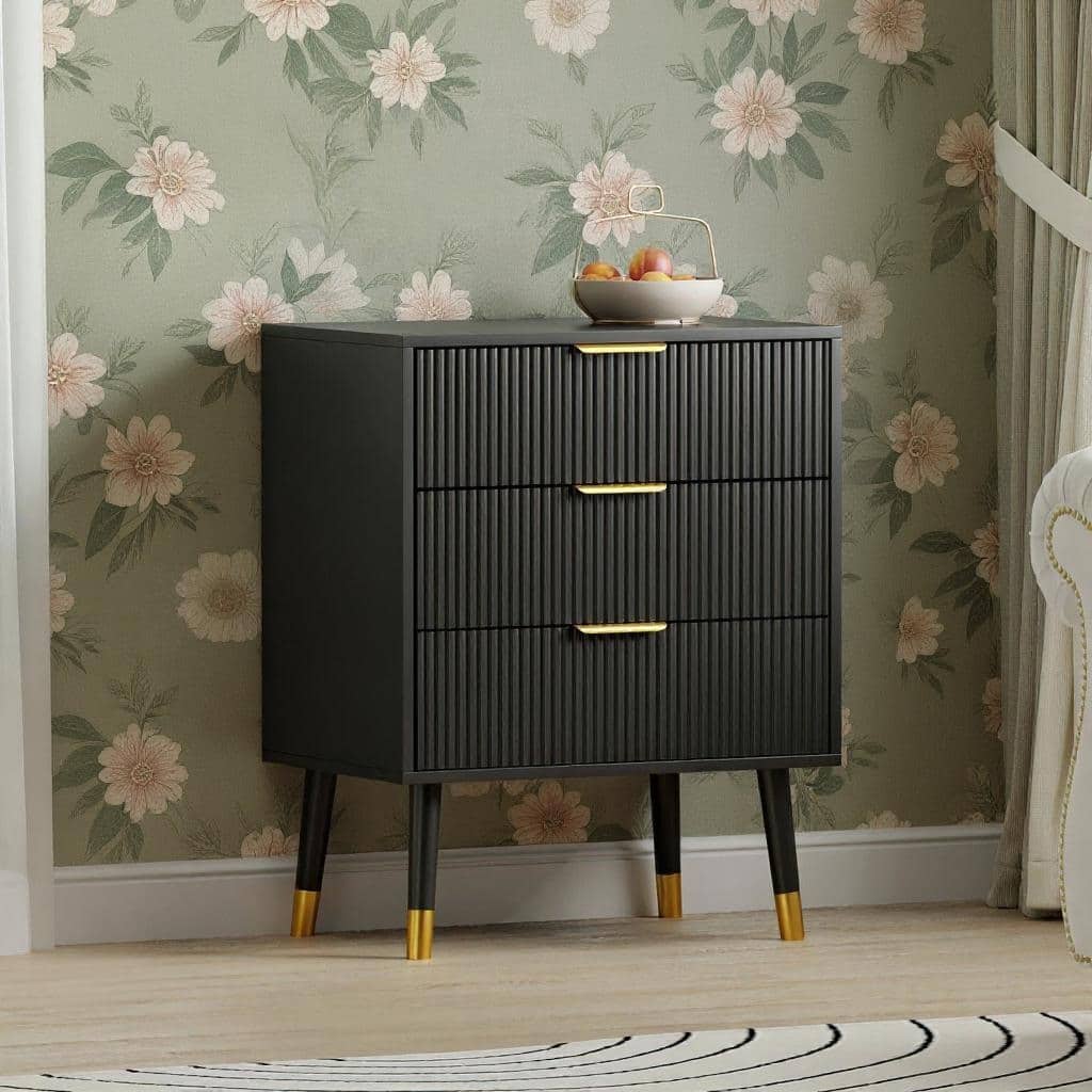 3 Drawer Dresser, Small Fluted Nightstand