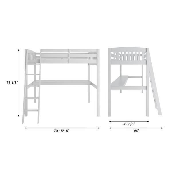 Solid Wood Kids Loft Bed with Desk and Storage, Durable Toddler Frame