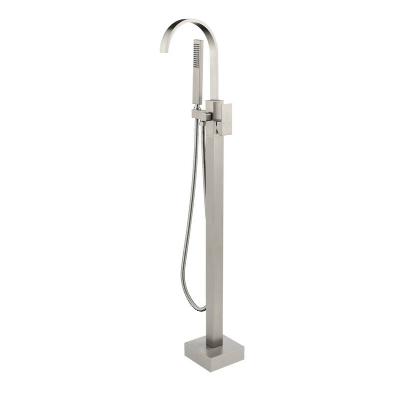 Freestanding Tub Filler Faucet with 360° Swivel Spout, Brass Body, SUS304 Hand Shower & cUPC Valve, 2.5 GPM - Brushed Nickel