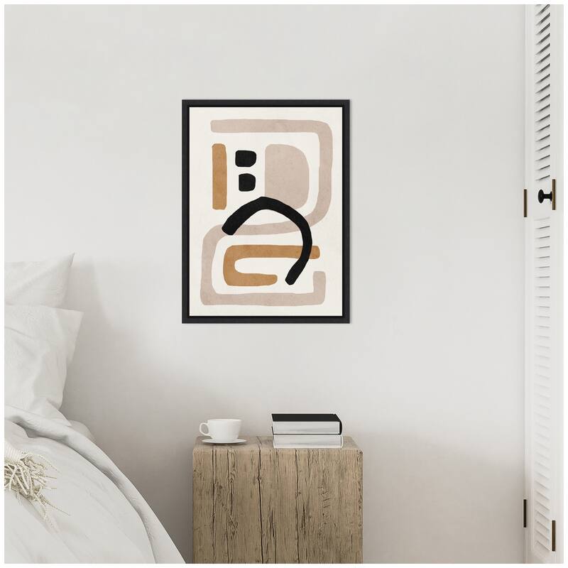 Kate and Laurel Sylvie Neutral Abstract 2 Minimal Modern Art Framed Canvas by July Art Prints