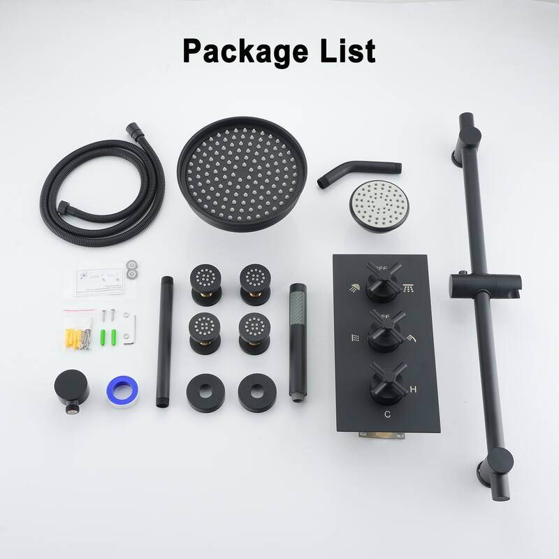 8-In Ceiling Mounted Shower System with Sliding Bar and 4 Body Sprays