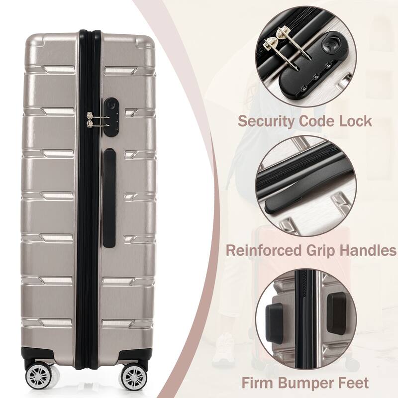 Luggage Sets 3 Piece For Men Women, Carry On Travel ABS Luggage, Hardshell Lightweight Durable Suitcase w/Spinner Wheels
