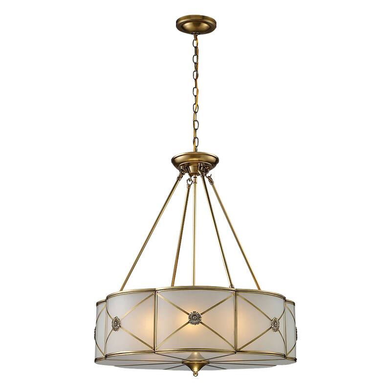 Elk Home Preston Brushed Brass With Frosted Glass 6 Light Chandelier