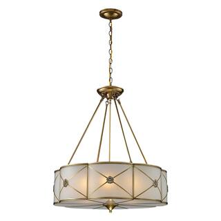 Elk Home Preston Brushed Brass With Frosted Glass 6 Light Chandelier
