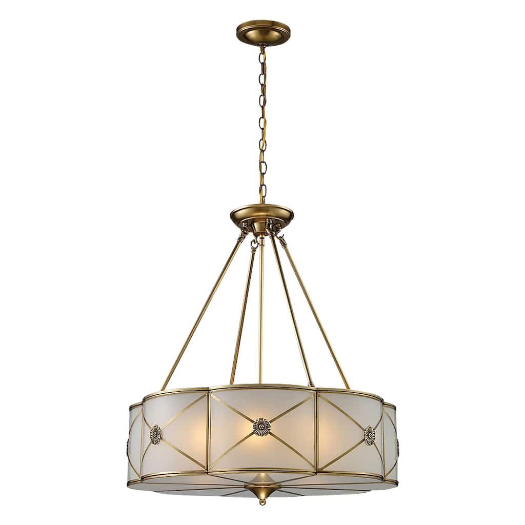 Elk Home Preston Brushed Brass With Frosted Glass 6 Light Chandelier