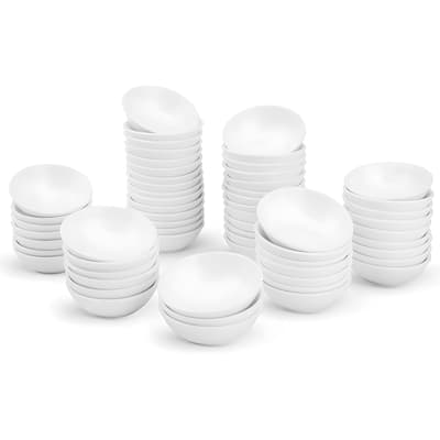 60 Pack Soy Sauce Dish 3inch Ceramic Dipping Bowls Bulk, 1.2 Oz White Dipping Sauce Bowls/Dishes, Small Dipping Sauce Cups