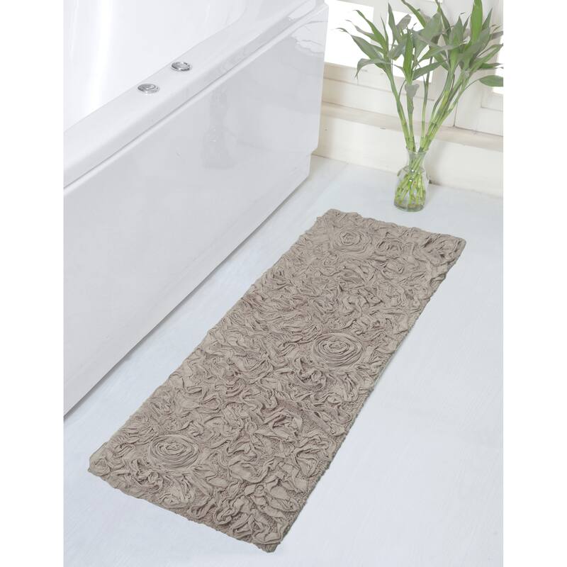 Bell Flower Bathroom Rug, Cotton Soft, Water Absorbent Bath Rug, Non Slip Shower Rug Machine Washable 21"x54" Runner - Linen