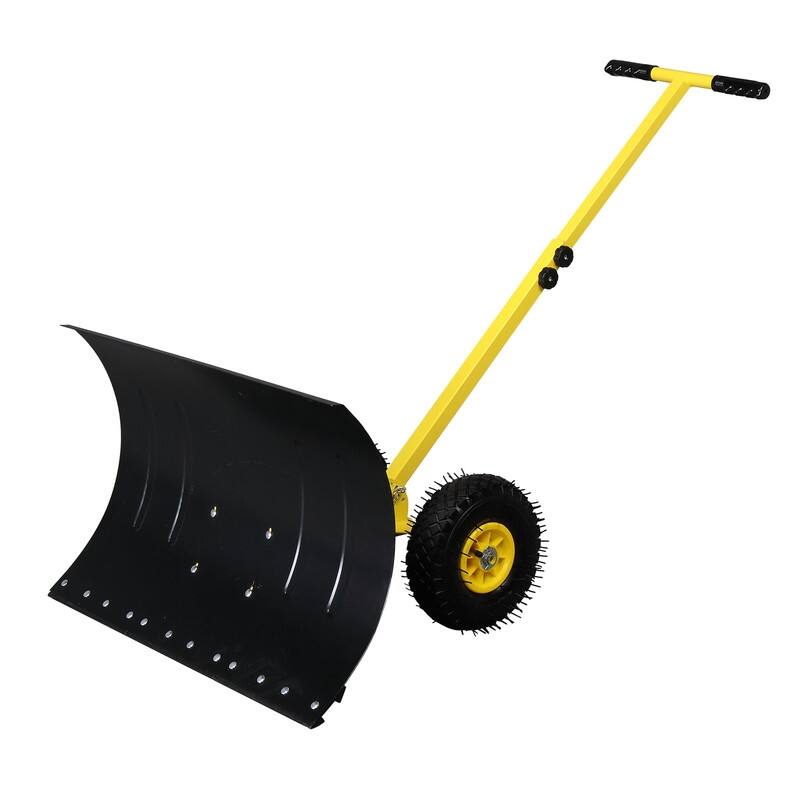 Rolling Snow Pusher with Wheels and Adjustable Handle - 29.1" W