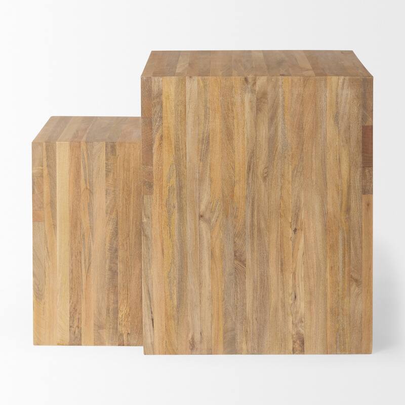 Chloe Light Brown Solid Wood Square Nesting Accent Tables (Set of 2) - 20L x 20W x 24H