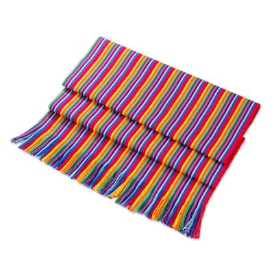 Novica Handmade Rainbow Colors Cotton Table Runner