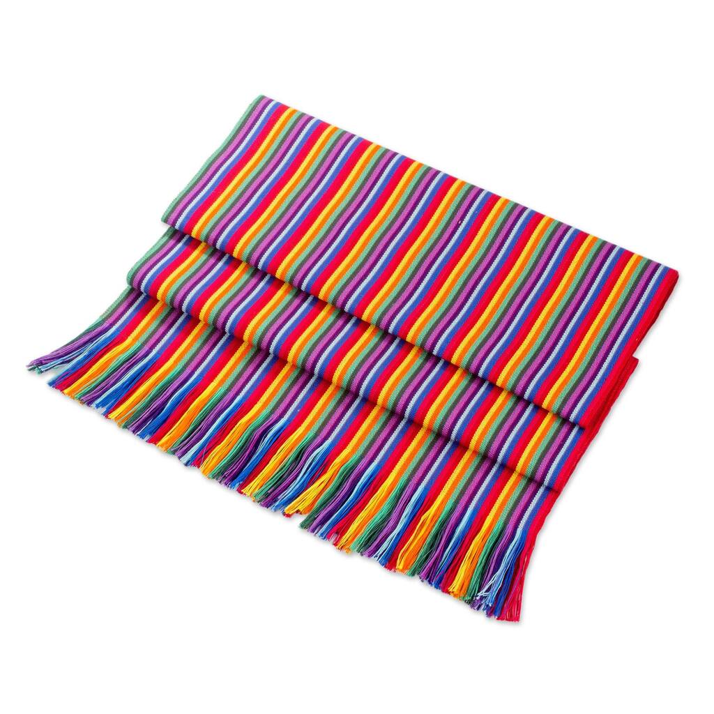 Novica Handmade Rainbow Colors Cotton Table Runner
