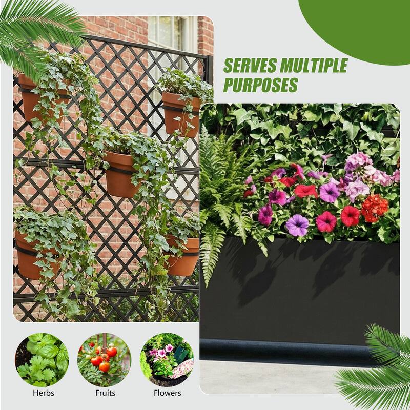 Raised Garden Bed Planter with Trellis Movable Planter Box with Lockable Wheels